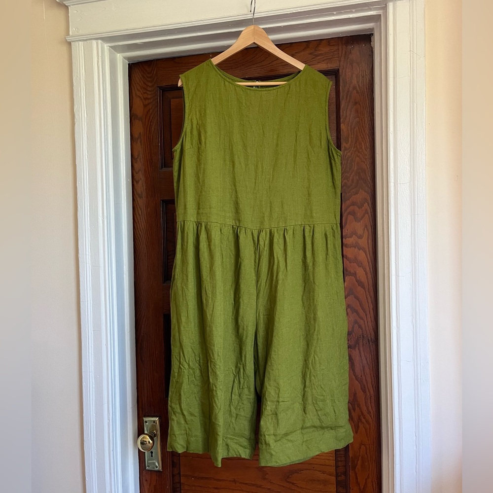 NWOT OffOn Linen Wide Leg Romper - Size XL - Moss Green